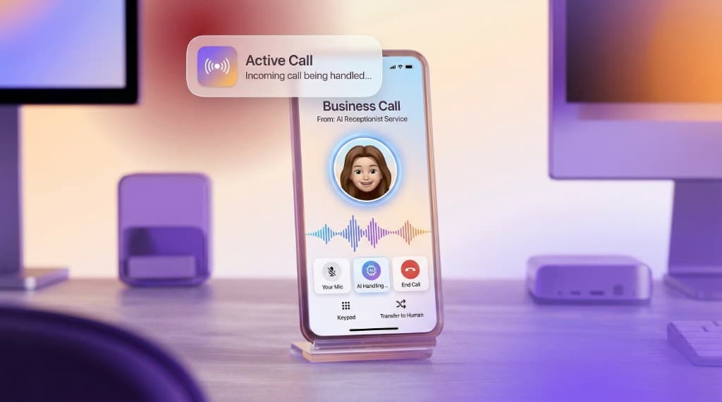 AI receptionist active call interface