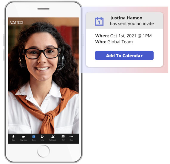 Pre-meeting video invite from Vatrix